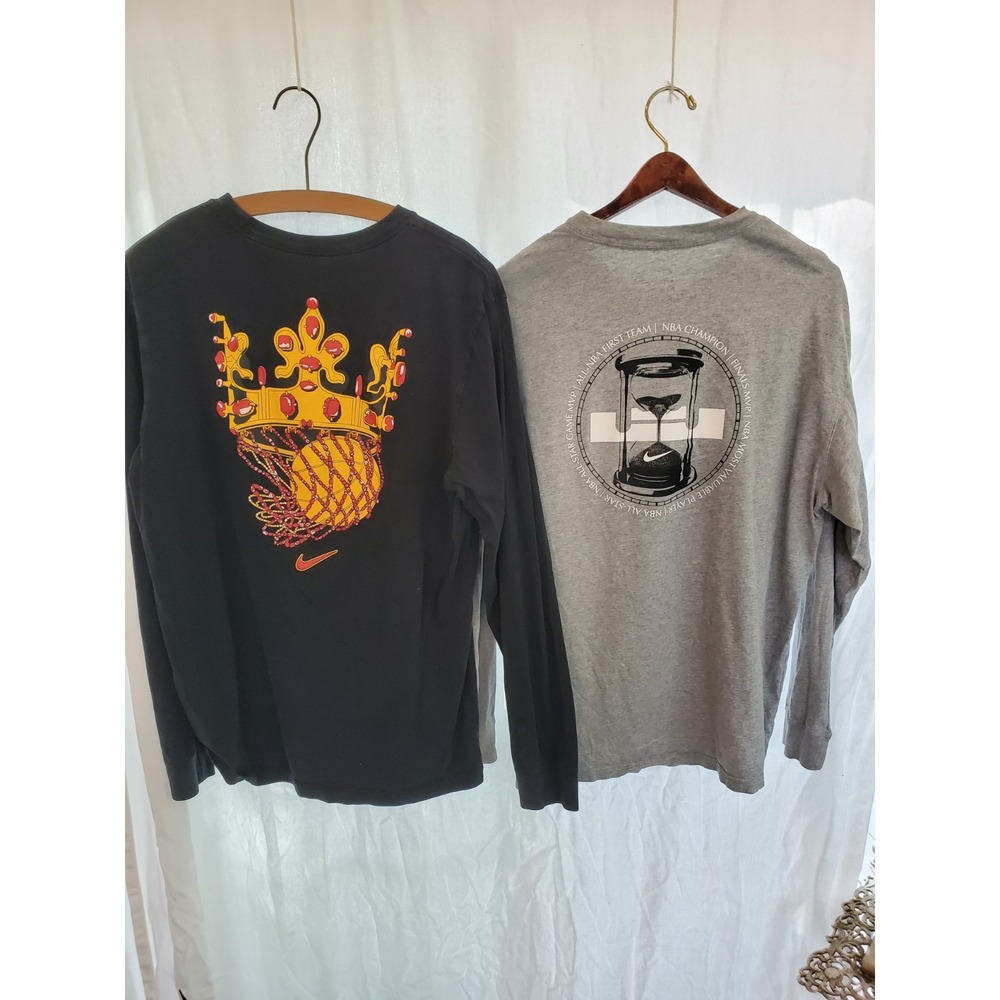 Nike LeBron James Basketball Long Sleeve TShirt Bundle Mens Large Black Grey 2pk